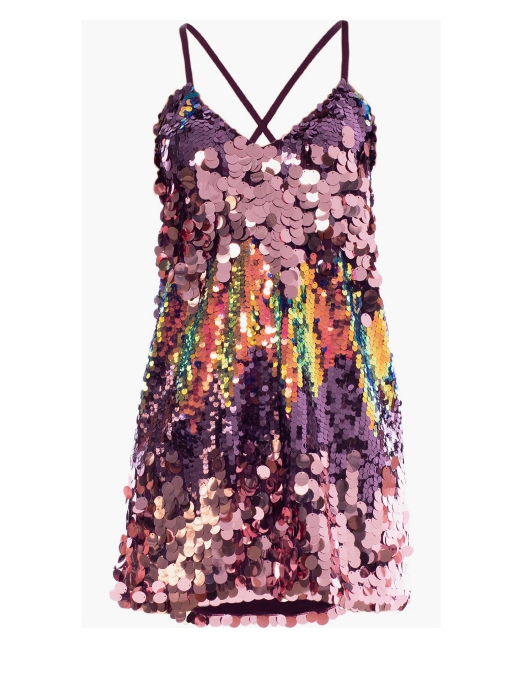 Helsi Brigitte Paillette Iridescent Sequin Mini Dress Lilac Iridescent NWT L
